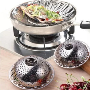 Stainless Steel Folding Steamer Basket Set Food Mesh Vegetable Cooker Steamer